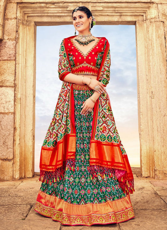 Lehenga Choli Silk Green Embroidered Lehenga Choli