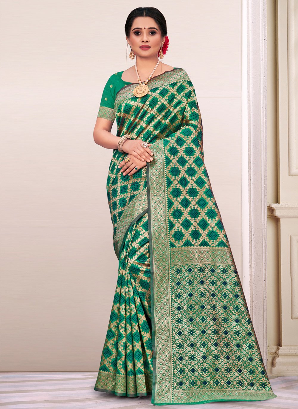 Casual Silk Green Weaving Saree