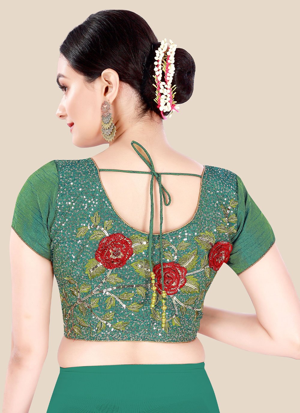 Blouse Silk Green Embroidered Blouse