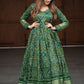 Gown Silk Green Bandhej Gown
