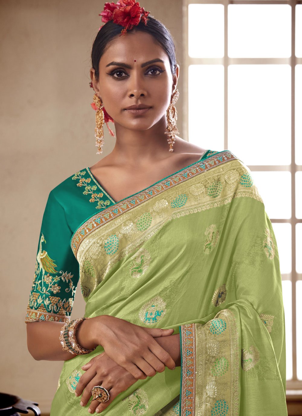 Classic Silk Green Embroidered Saree