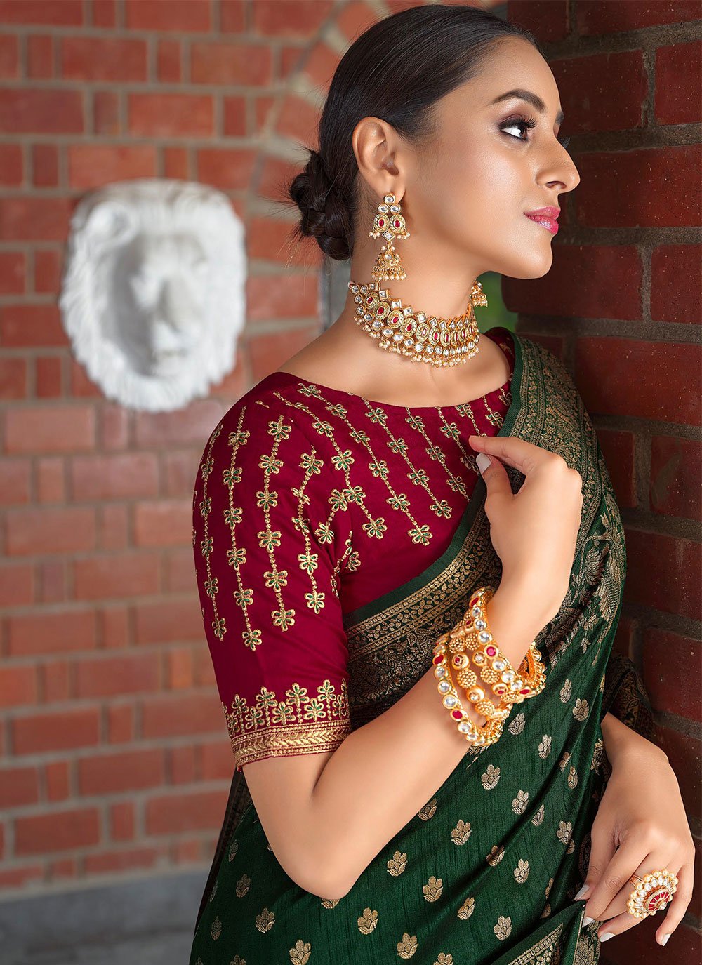 Contemporary Silk Green Patch Border Saree