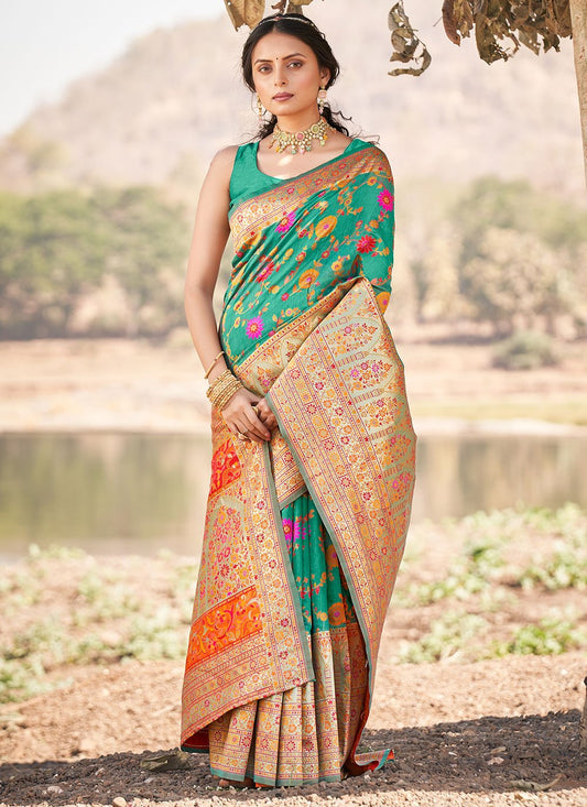 Classic Silk Green Weaving Saree