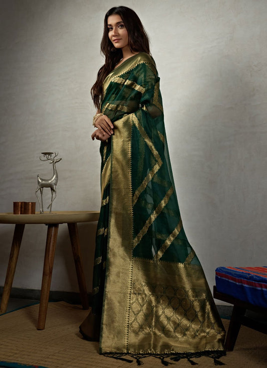 Classic Organza Silk Green Weaving Saree