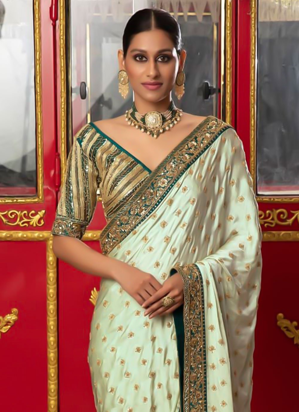 Classic Silk Green Embroidered Saree