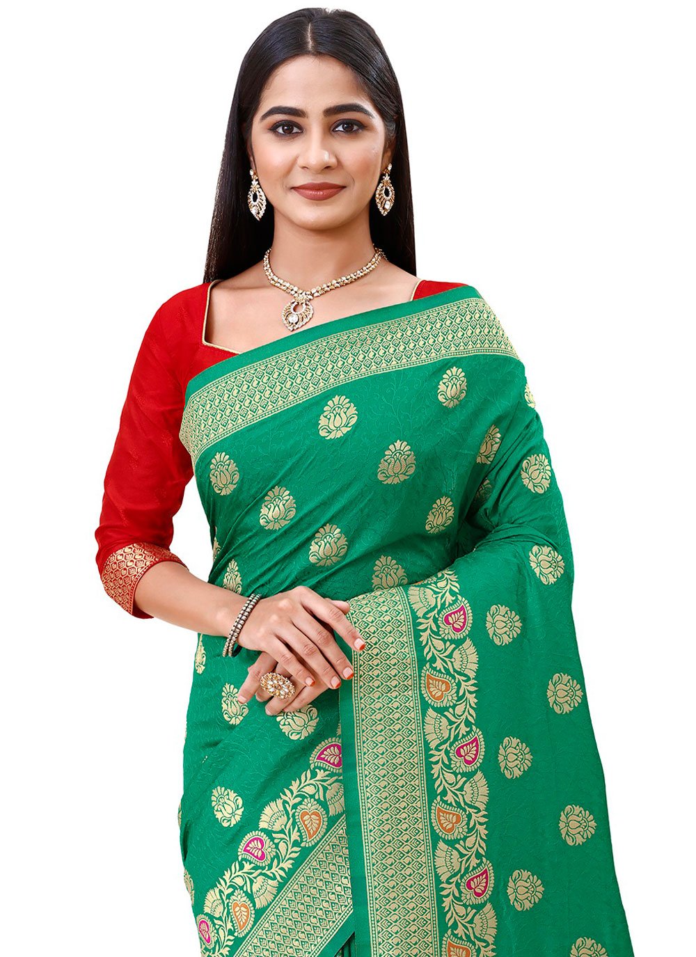 Trendy Saree Silk Green Weaving Saree