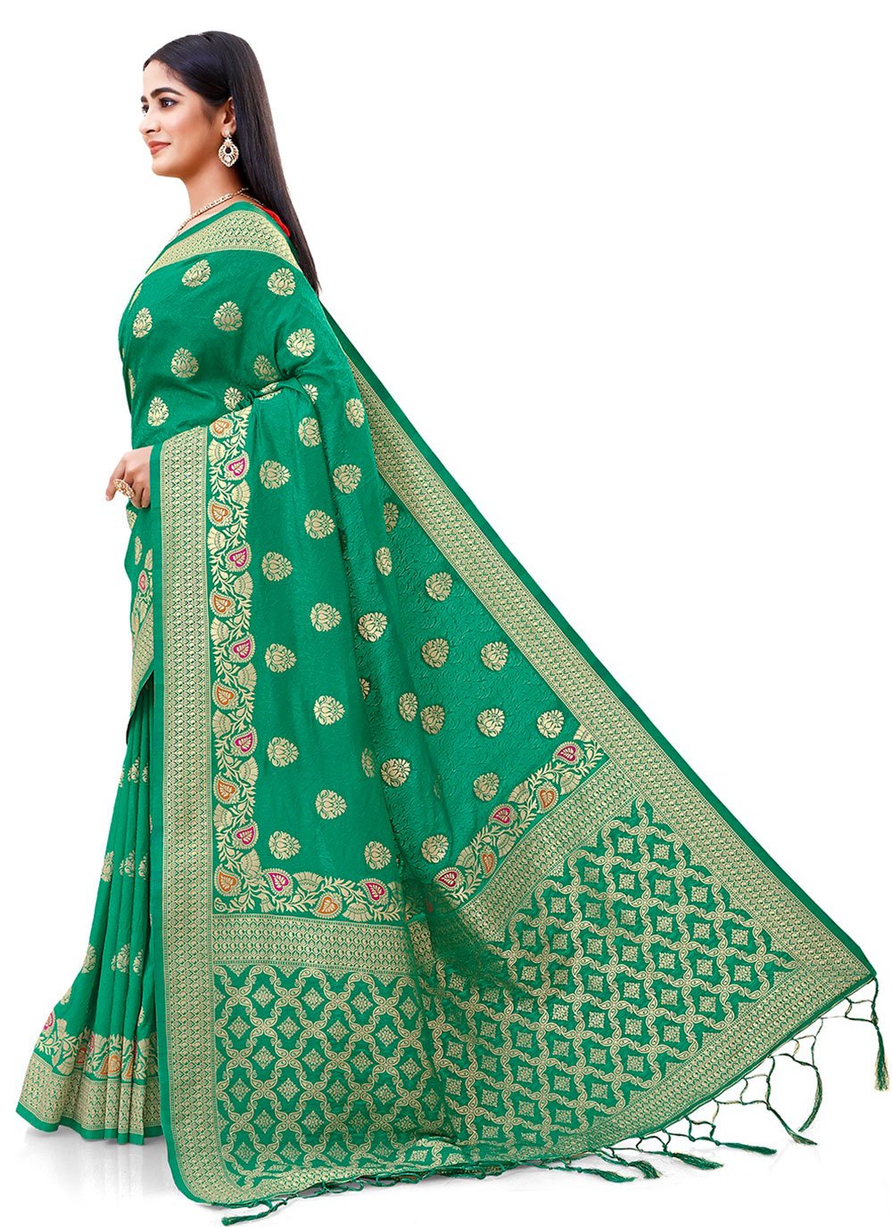 Trendy Saree Silk Green Weaving Saree