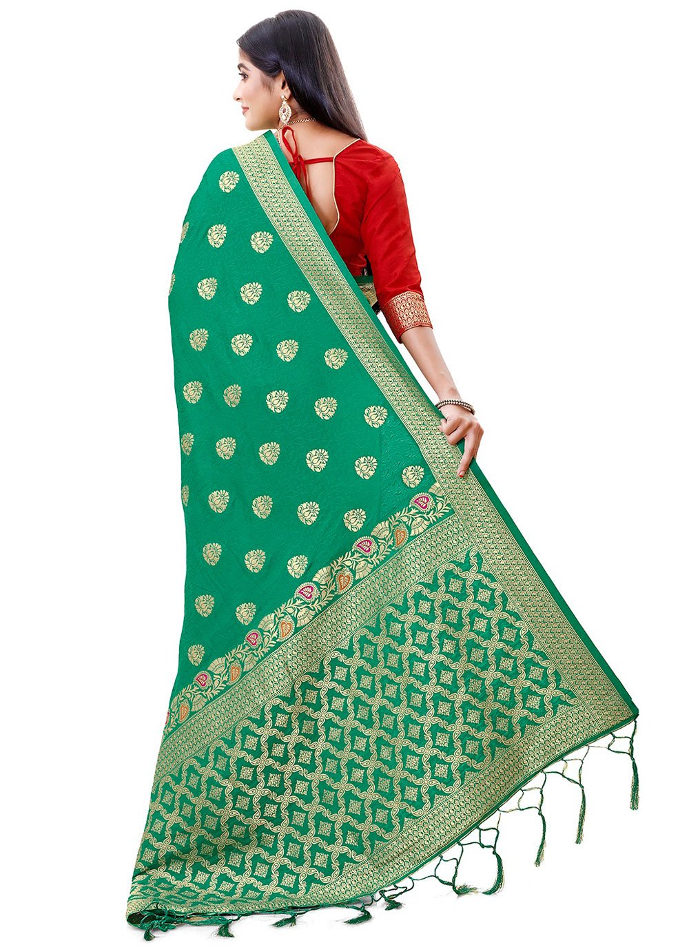 Trendy Saree Silk Green Weaving Saree