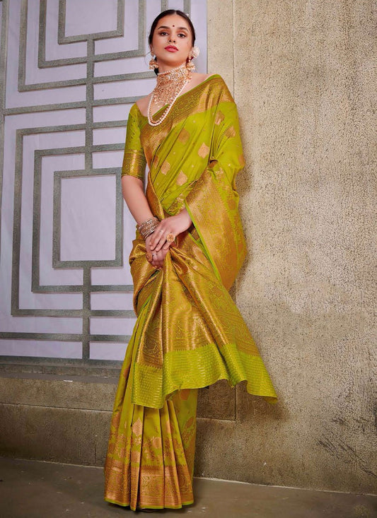 Contemporary Silk Green Weaving Saree