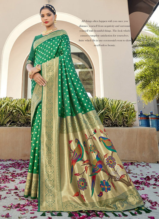 Traditional Saree Silk Green Weaving Saree