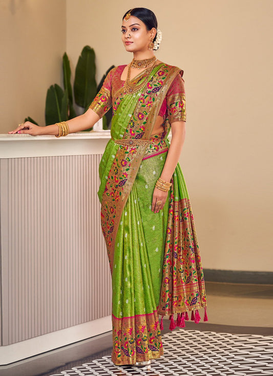 Traditional Saree Silk Green Weaving Saree