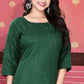 Designer Kurti Cotton Green Strips Print Kurtis