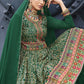 Palazzo Salwar Suit Chinon Green Embroidered Salwar Kameez