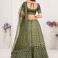 Lehenga Choli Georgette Green Embroidered Lehenga Choli
