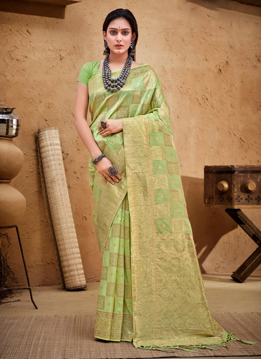 Trendy Saree Silk Green Weaving Saree