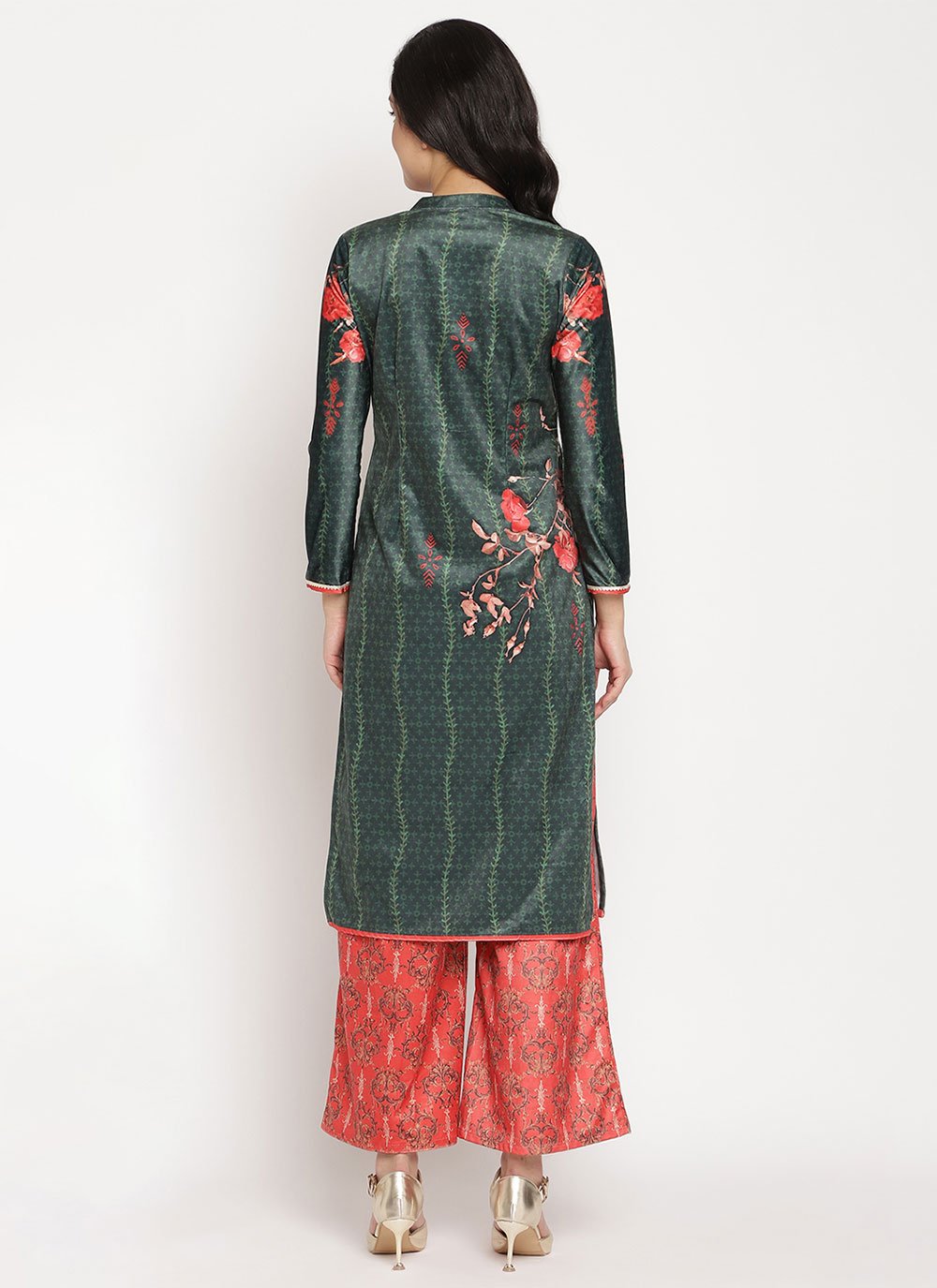 Designer Kurti Velvet Green Digital Print Kurtis