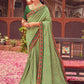 Contemporary Vichitra Silk Green Embroidered Saree