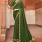 Designer Vichitra Silk Green Embroidered Saree
