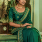 Contemporary Vichitra Silk Green Embroidered Saree