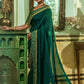 Contemporary Vichitra Silk Green Embroidered Saree