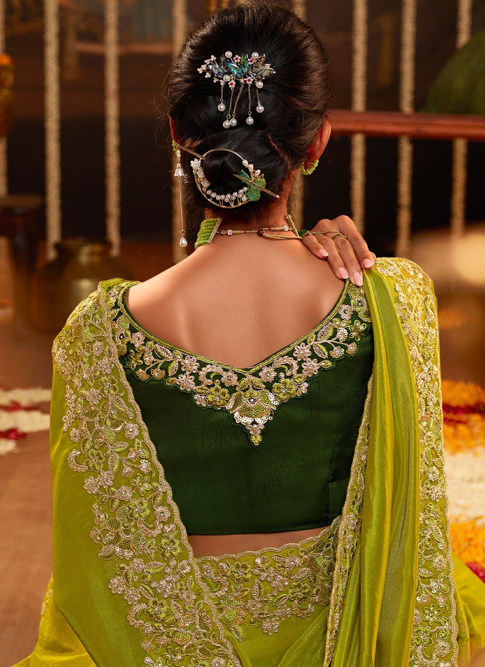 Trendy Saree Viscose Green Embroidered Saree