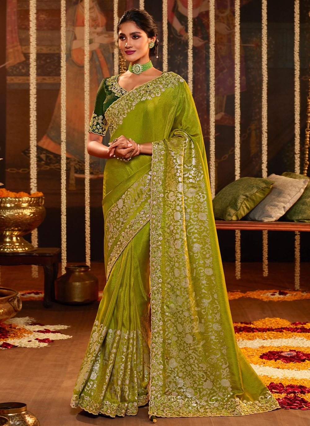 Trendy Saree Viscose Green Embroidered Saree