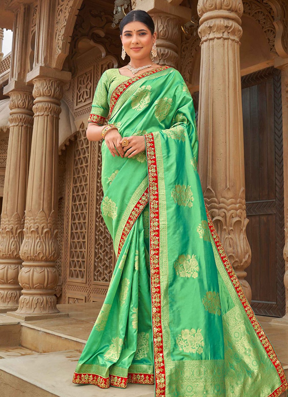 Classic Banarasi Silk Green Weaving Saree