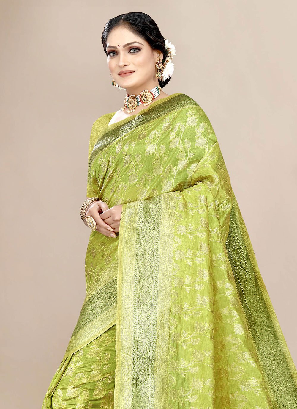 Classic Organza Green Weaving Saree