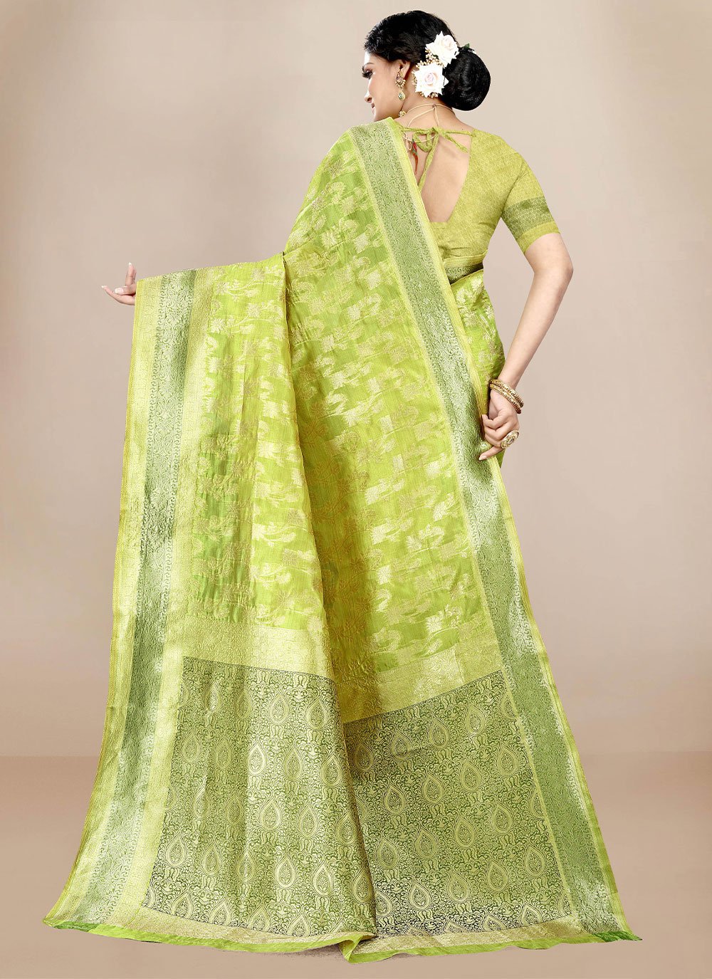 Classic Organza Green Weaving Saree