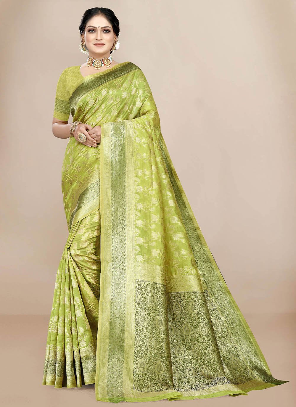 Classic Organza Green Weaving Saree