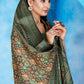 Contemporary Tussar Silk Green Patch Border Saree