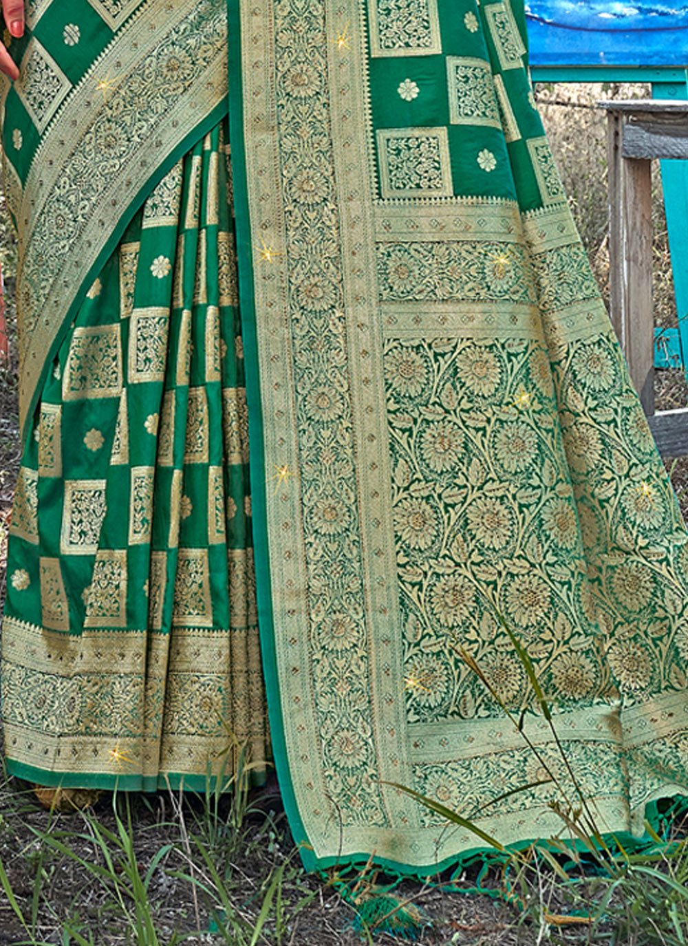 Traditional Saree Banarasi Silk Green Weaving Saree