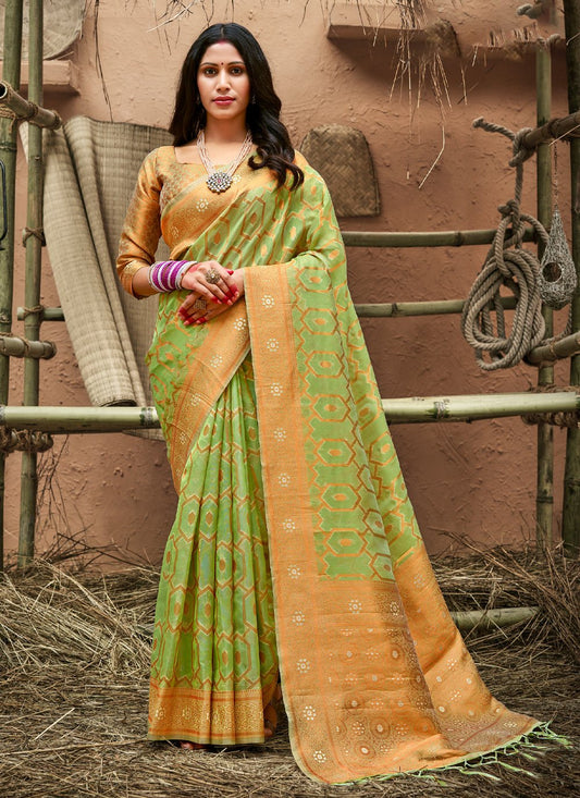 Classic Organza Green Weaving Saree