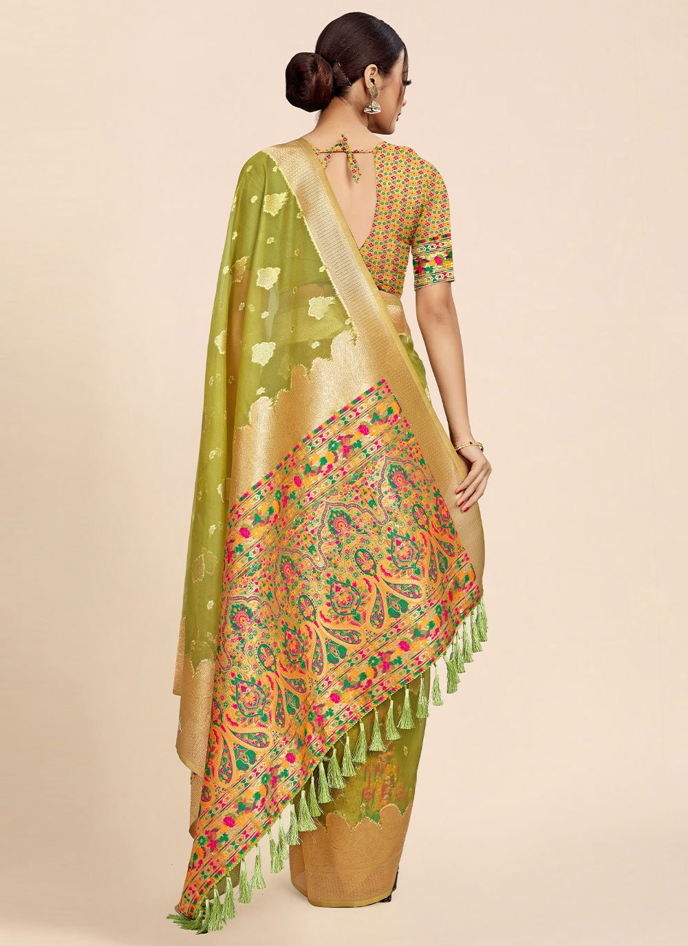 Classic Organza Green Weaving Saree