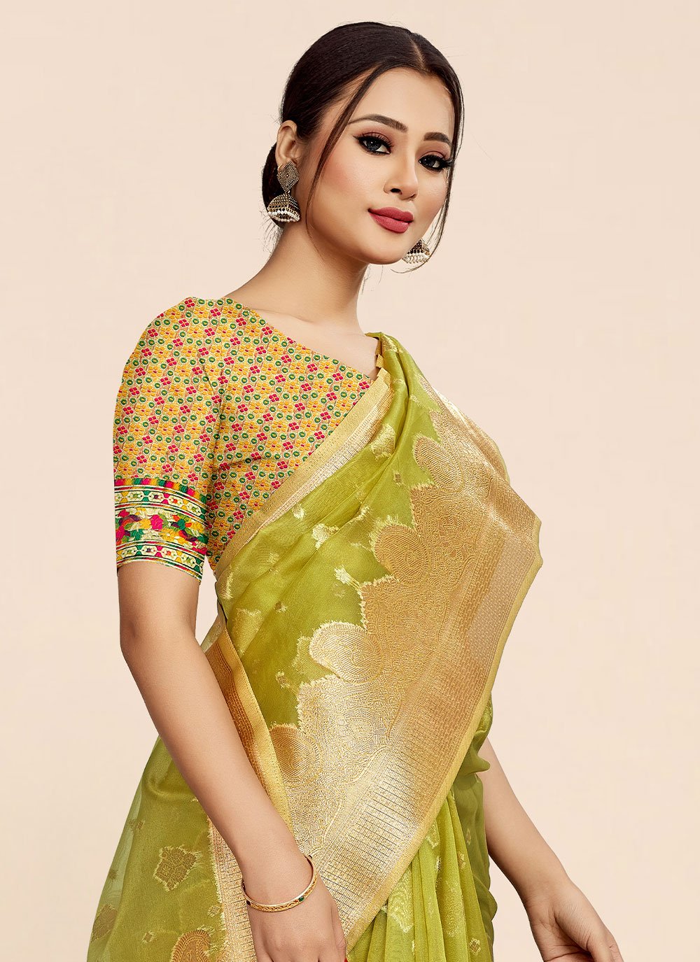 Classic Organza Green Weaving Saree