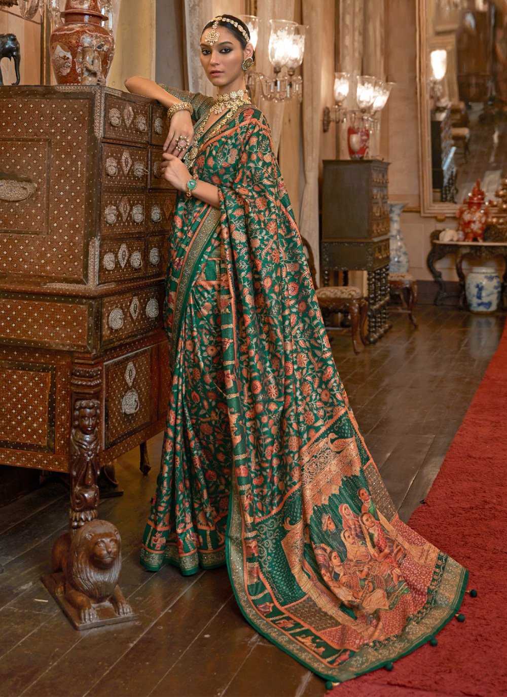 Designer Patola Silk Green Weaving Saree