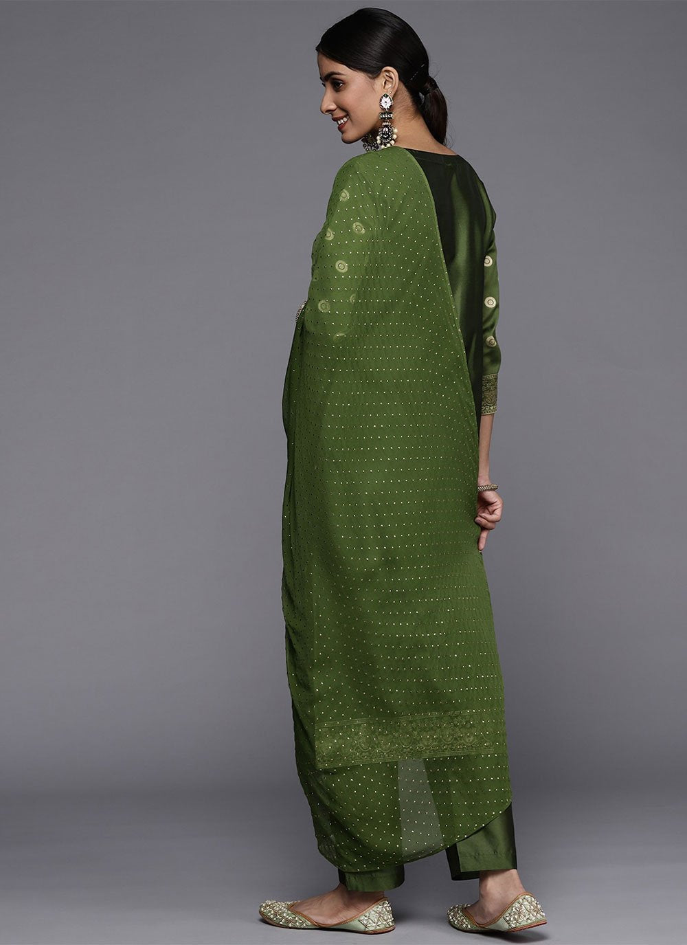 Salwar Suit Silk Green Weaving Salwar Kameez