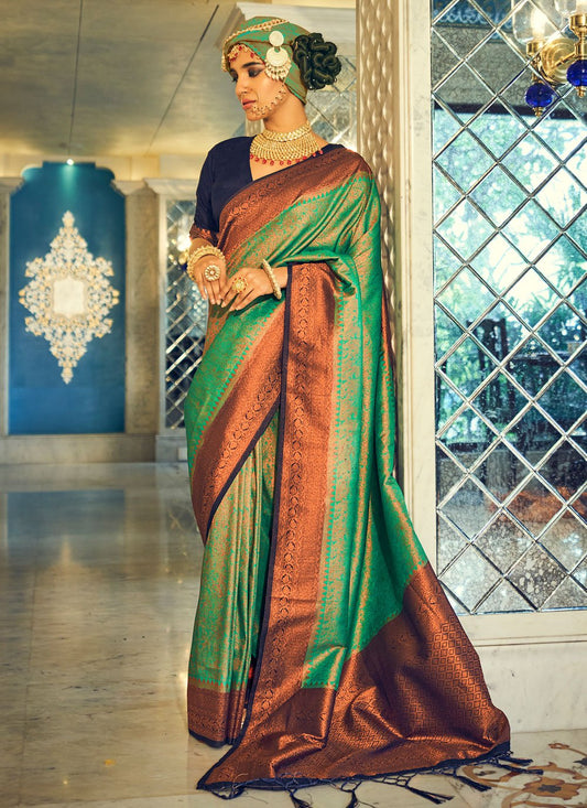 Classic Silk Green Weaving Saree