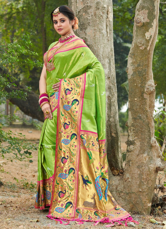 Traditional Saree Silk Green Weaving Saree