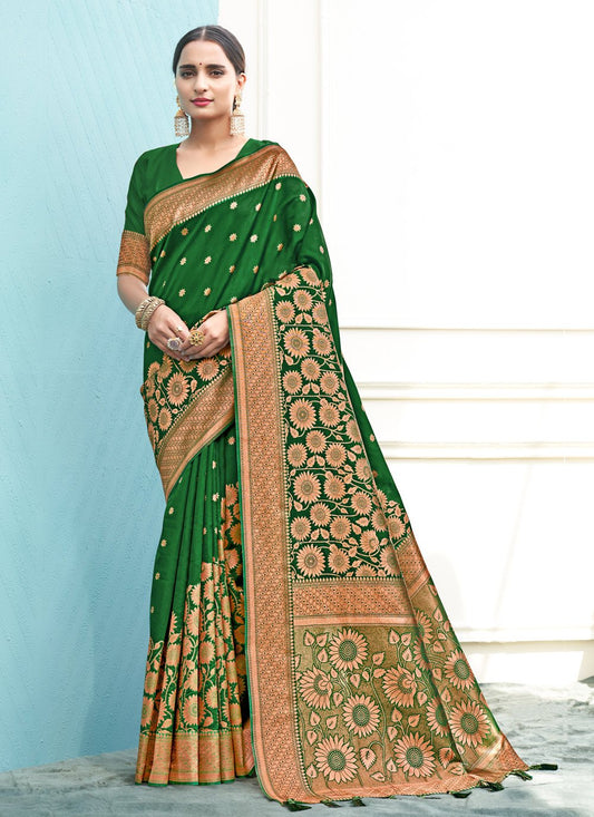 Traditional Saree Silk Green Weaving Saree