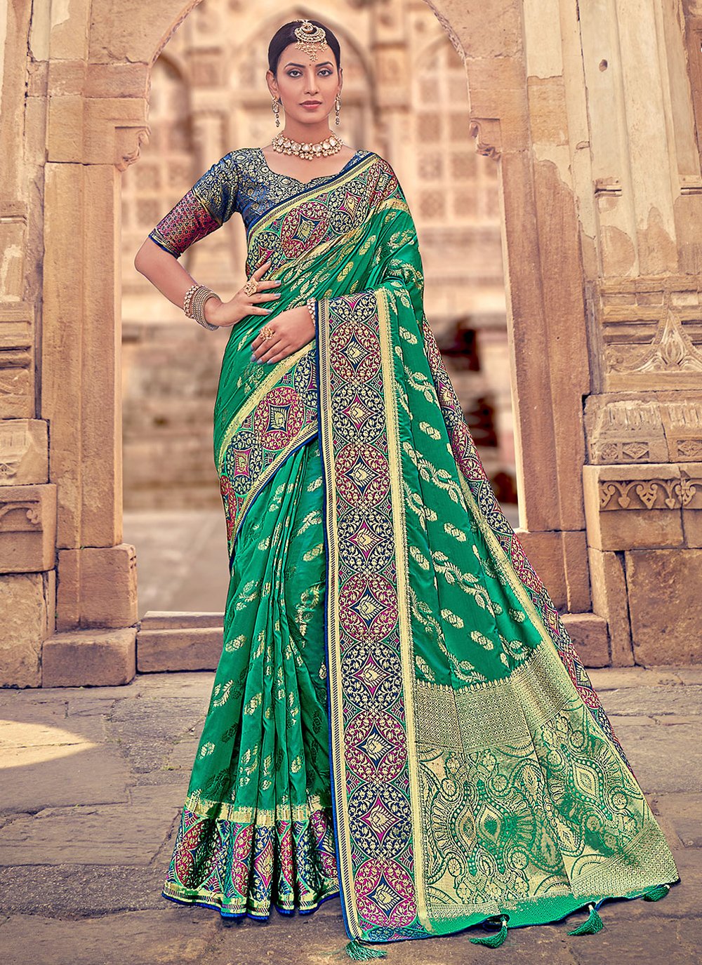 Trendy Saree Silk Green Weaving Saree