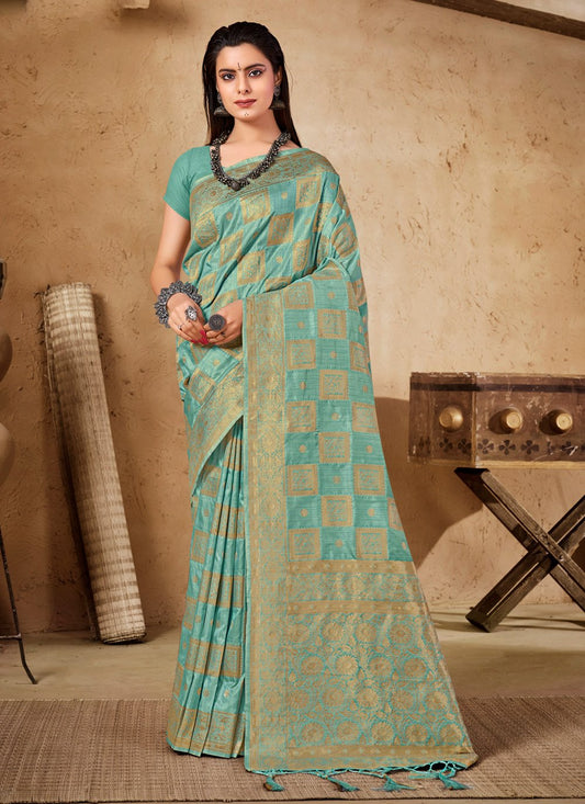 Trendy Saree Silk Green Weaving Saree