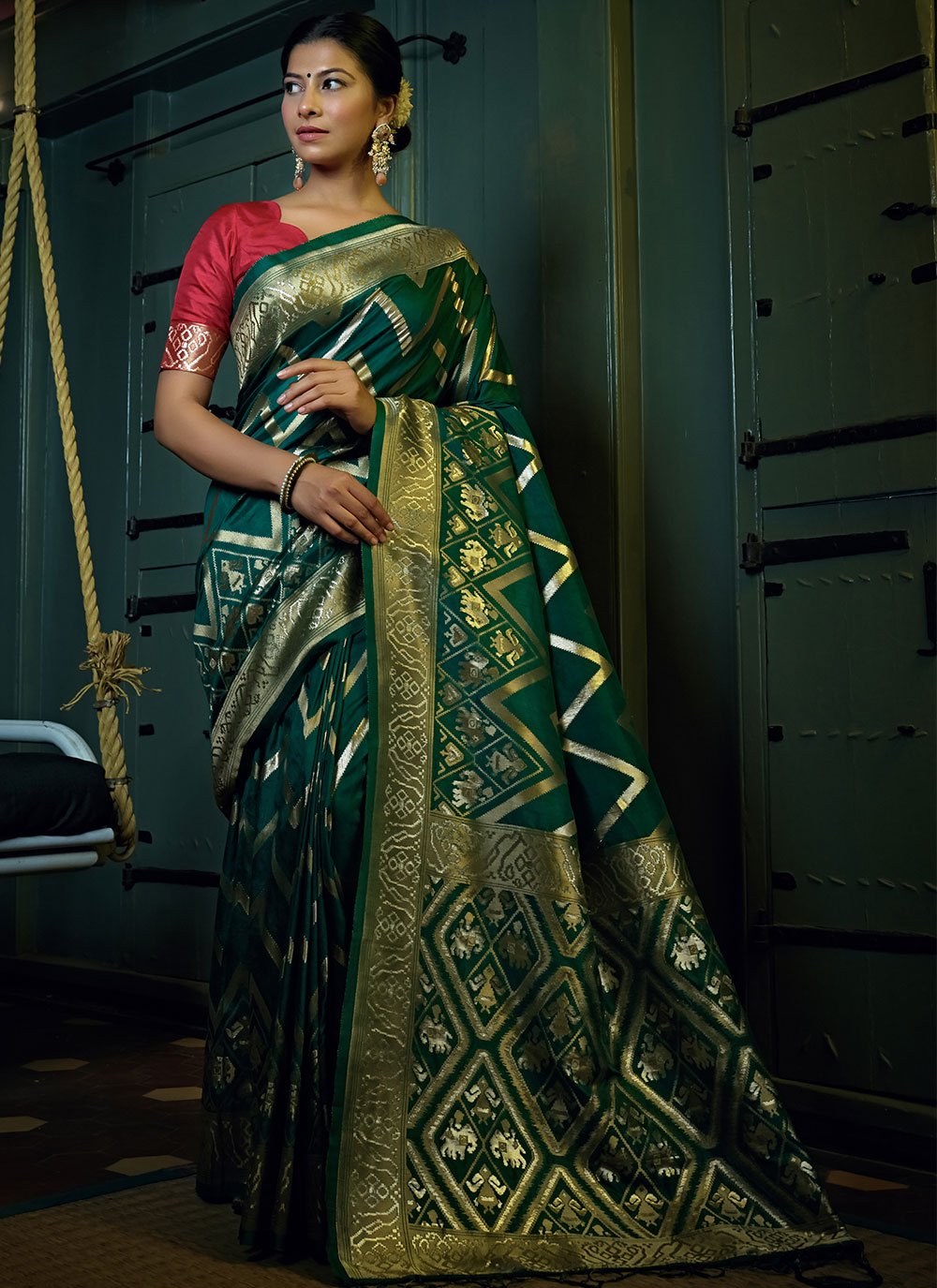 Classic Banarasi Silk Green Weaving Saree