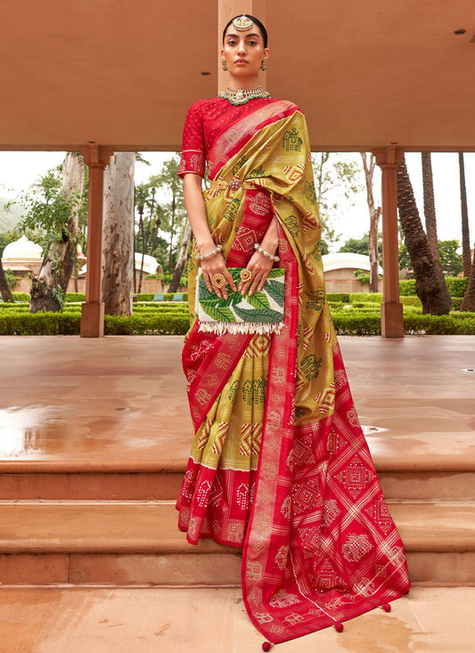 Designer Patola Silk Green Weaving Saree