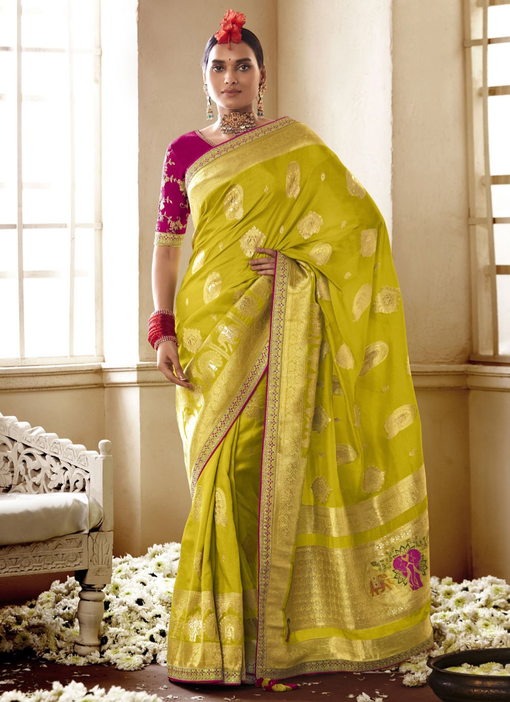 Classic Silk Green Embroidered Saree