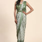 Classic Satin Silk Green Embroidered Saree