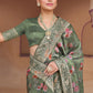 Designer Silk Green Digital Print Saree