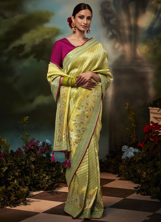 Classic Fancy Fabric Green Fancy Work Saree