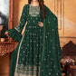 Palazzo Salwar Suit Faux Georgette Green Embroidered Salwar Kameez