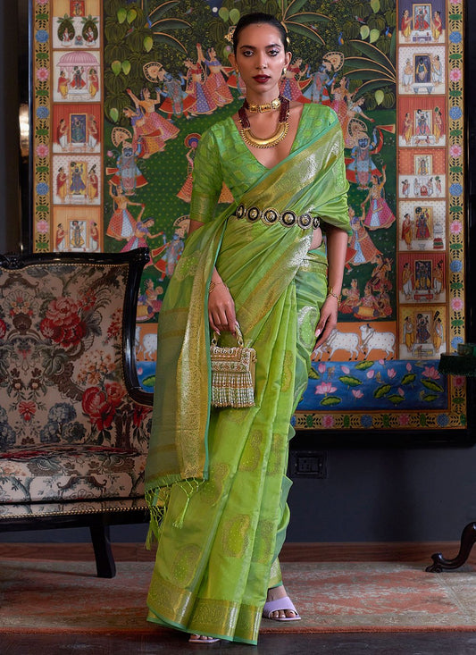 Classic Organza Green Weaving Saree